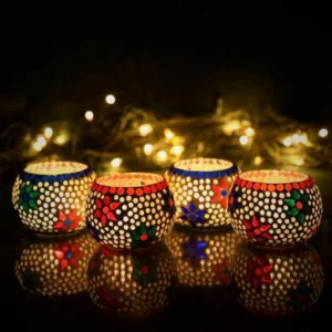 Mosaic Glass Decorative Tea Light Holder 4 Pack