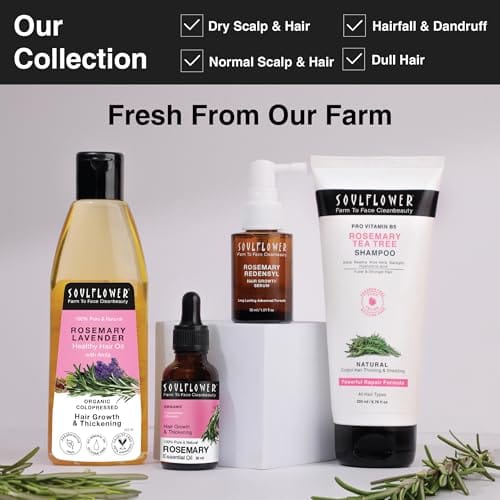 Version 1.0.0 Soulflower Rosemary Essential Oil for Hair Growth, Hair Fall Control and Nourishment, Skin Care