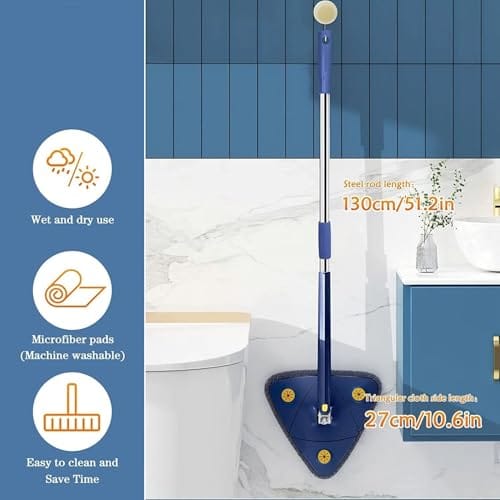 Version 1.0.0 Stainless Steel Microfiber Floor Triangle Cleaning Mop with Removable Washable Cleaning Pad and Integrated Water Spray Mechanism