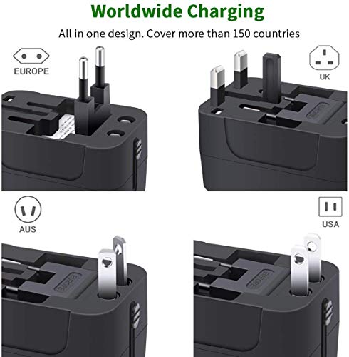 Version 1.0.0 Universal Travel Adapter, International All in One Worldwide Travel Adapter