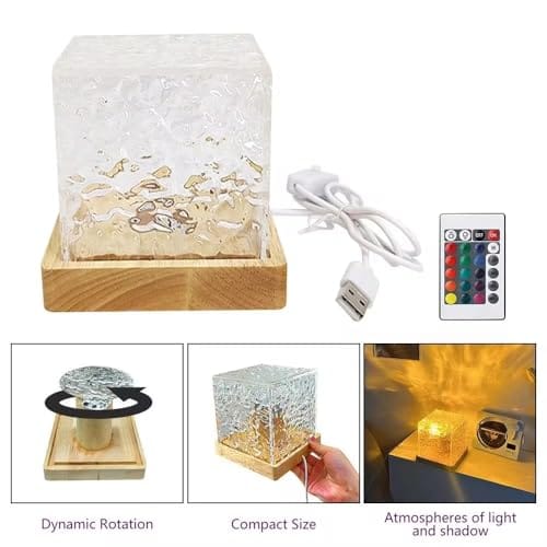Version 1.0.0 Romantic Ocean Wave Night Light Projector Lamp, 3D Water Wave Effect, LED Projection Lamp for Bedroom Decor