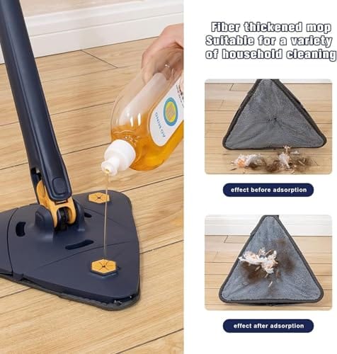 Version 1.0.0 Stainless Steel Microfiber Floor Triangle Cleaning Mop with Removable Washable Cleaning Pad and Integrated Water Spray Mechanism