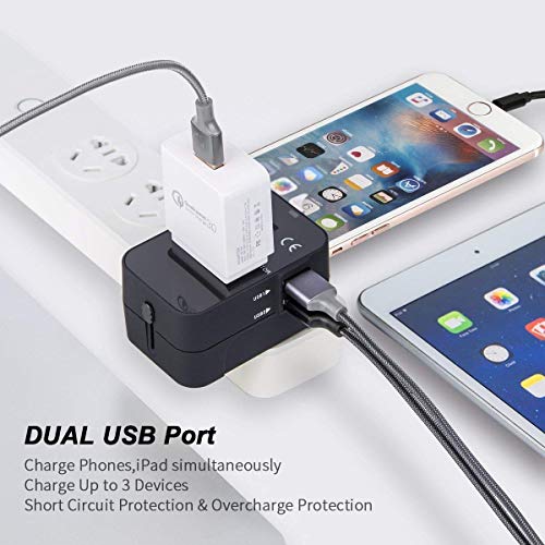 Version 1.0.0 Universal Travel Adapter, International All in One Worldwide Travel Adapter