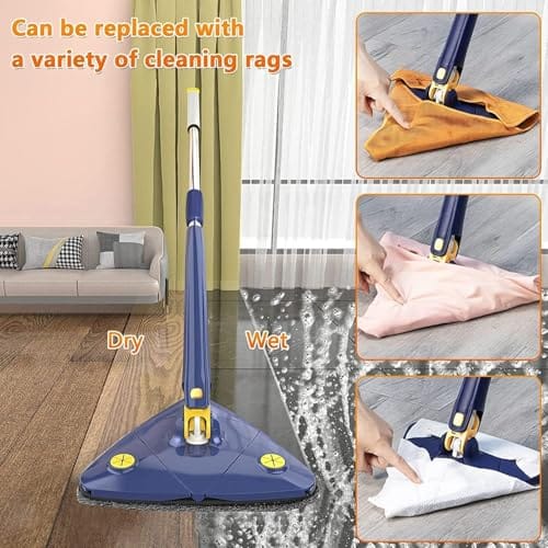 Version 1.0.0 Stainless Steel Microfiber Floor Triangle Cleaning Mop with Removable Washable Cleaning Pad and Integrated Water Spray Mechanism