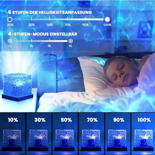 Version 1.0.0 Romantic Ocean Wave Night Light Projector Lamp, 3D Water Wave Effect, LED Projection Lamp for Bedroom Decor