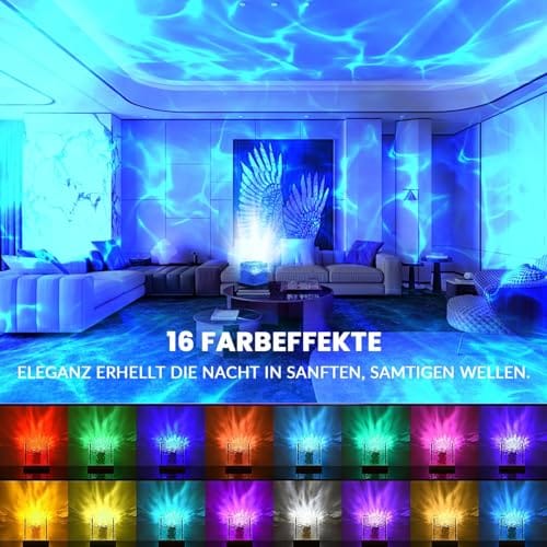 Version 1.0.0 Romantic Ocean Wave Night Light Projector Lamp, 3D Water Wave Effect, LED Projection Lamp for Bedroom Decor