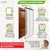 Classic Mosquito Net for Door Fiberglass Magnetic Curtain Auto Closing Insect Screen for All Door Types with Self Adhesive Hook Tape