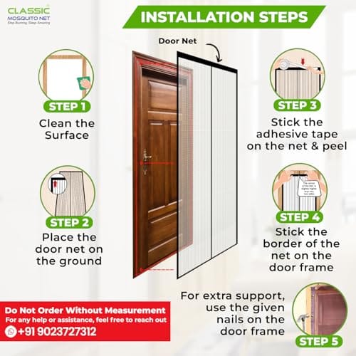 Version 1.0.0 Classic Mosquito Net for Door Fiberglass Magnetic Curtain Auto Closing Insect Screen for All Door Types with Self Adhesive Hook Tape
