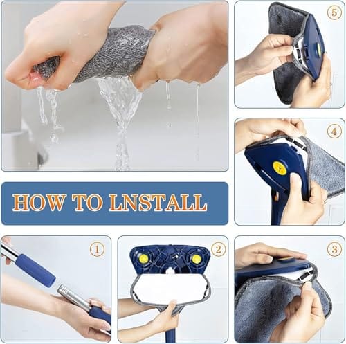 Version 1.0.0 Stainless Steel Microfiber Floor Triangle Cleaning Mop with Removable Washable Cleaning Pad and Integrated Water Spray Mechanism