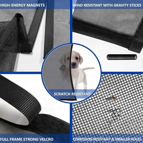 Version 1.0.0 Classic Mosquito Net for Door Fiberglass Magnetic Curtain Auto Closing Insect Screen for All Door Types with Self Adhesive Hook Tape