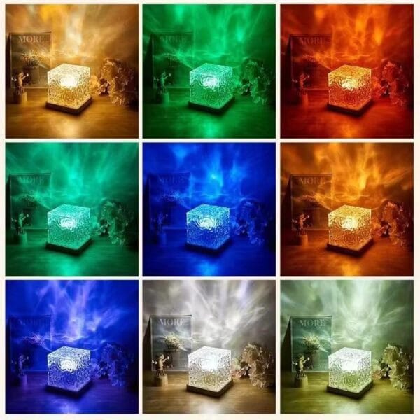 Version 1.0.0 Romantic Ocean Wave Night Light Projector Lamp, 3D Water Wave Effect, LED Projection Lamp for Bedroom Decor