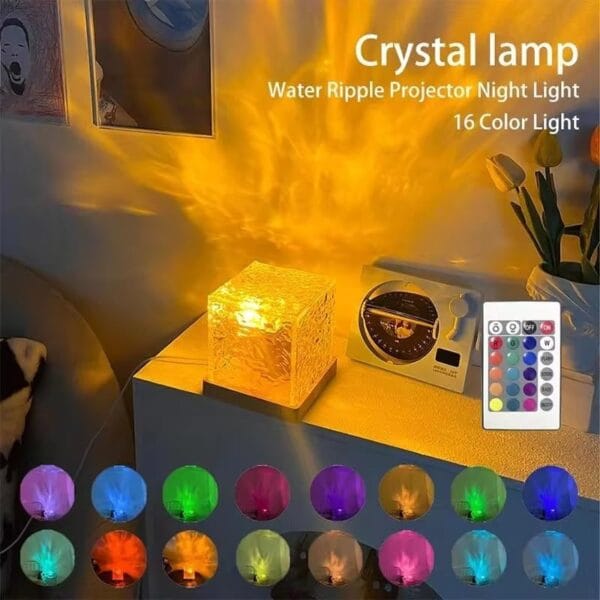 Version 1.0.0 Romantic Ocean Wave Night Light Projector Lamp, 3D Water Wave Effect, LED Projection Lamp for Bedroom Decor